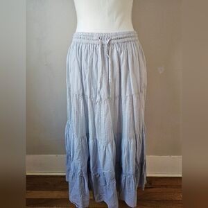 Mira Elegant Blue Cotton Maxi Skirt